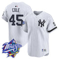 Men's Yankees 1999 Throwback Joe DiMaggio Patch Vapor Premier Limited Jersey - All Stitched - Pinstripe, Gerrit Cole