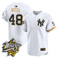 Men's Yankees 1999 Throwback Joe DiMaggio Patch Vapor Premier Limited Jersey - All Stitched - White Gold, Anthony Rizzo