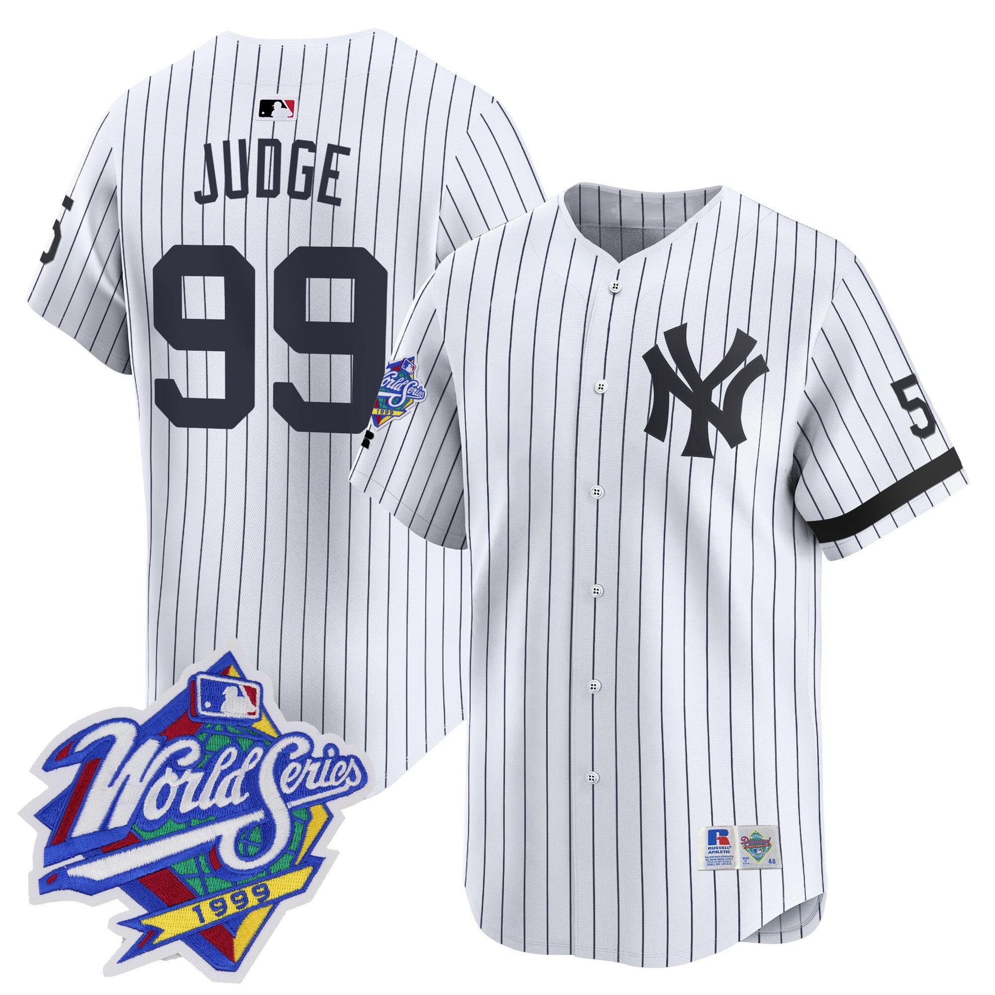 Men's Yankees 1999 Throwback Joe DiMaggio Patch Vapor Premier Limited Jersey - All Stitched - Pinstripe, Aaron Judge