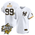 Men's Yankees 1999 Throwback Joe DiMaggio Patch Vapor Premier Limited Jersey - All Stitched - White Gold, Aaron Judge