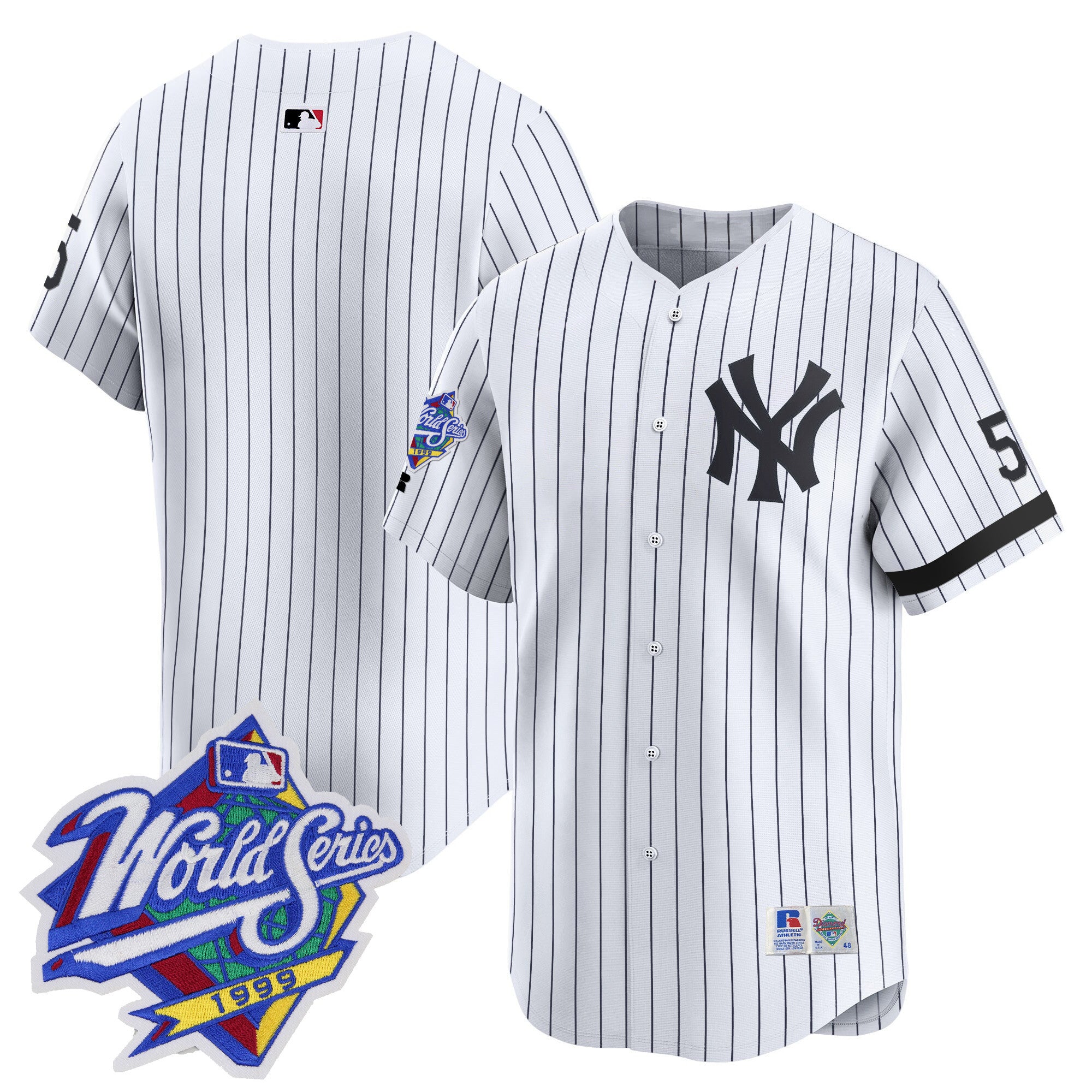 Men's Yankees 1999 Throwback Joe DiMaggio Patch Vapor Premier Limited Jersey - All Stitched - Pinstripe, Team