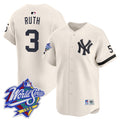 Men's Yankees 1999 Throwback Joe DiMaggio Patch Vapor Premier Limited Jersey - All Stitched - Cream, Babe Ruth