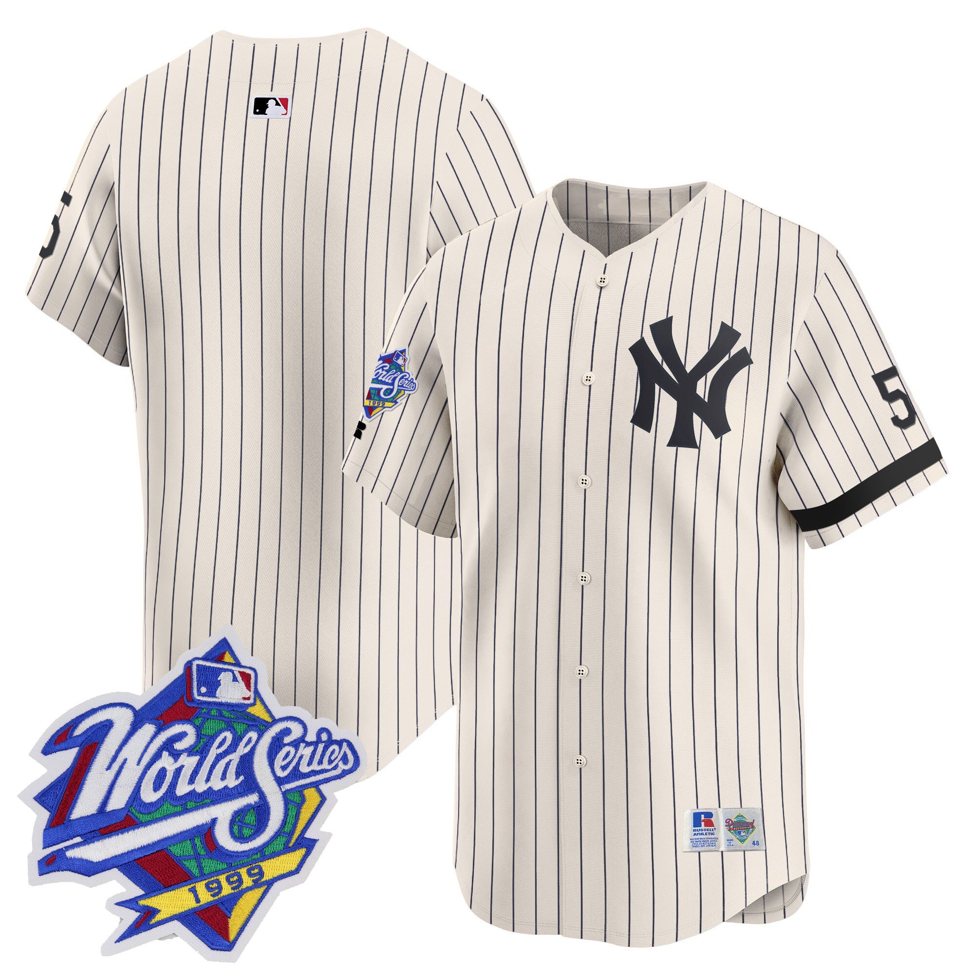 Men's Yankees 1999 Throwback Joe DiMaggio Patch Vapor Premier Limited Jersey - All Stitched - Cream Pinstripe, Team