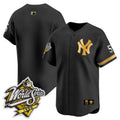 Men's Yankees 1999 Throwback Joe DiMaggio Patch Vapor Premier Limited Jersey - All Stitched - Black Gold, Team