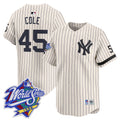 Men's Yankees 1999 Throwback Joe DiMaggio Patch Vapor Premier Limited Jersey - All Stitched - Cream Pinstripe, Gerrit Cole