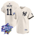 Men's Yankees 1999 Throwback Joe DiMaggio Patch Vapor Premier Limited Jersey - All Stitched - Cream, Anthony Volpe