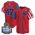 Men's Yankees American Style 2024 World Series Vapor Premier Limited Jersey V2 - All Stitched - Red, Kamala Harris