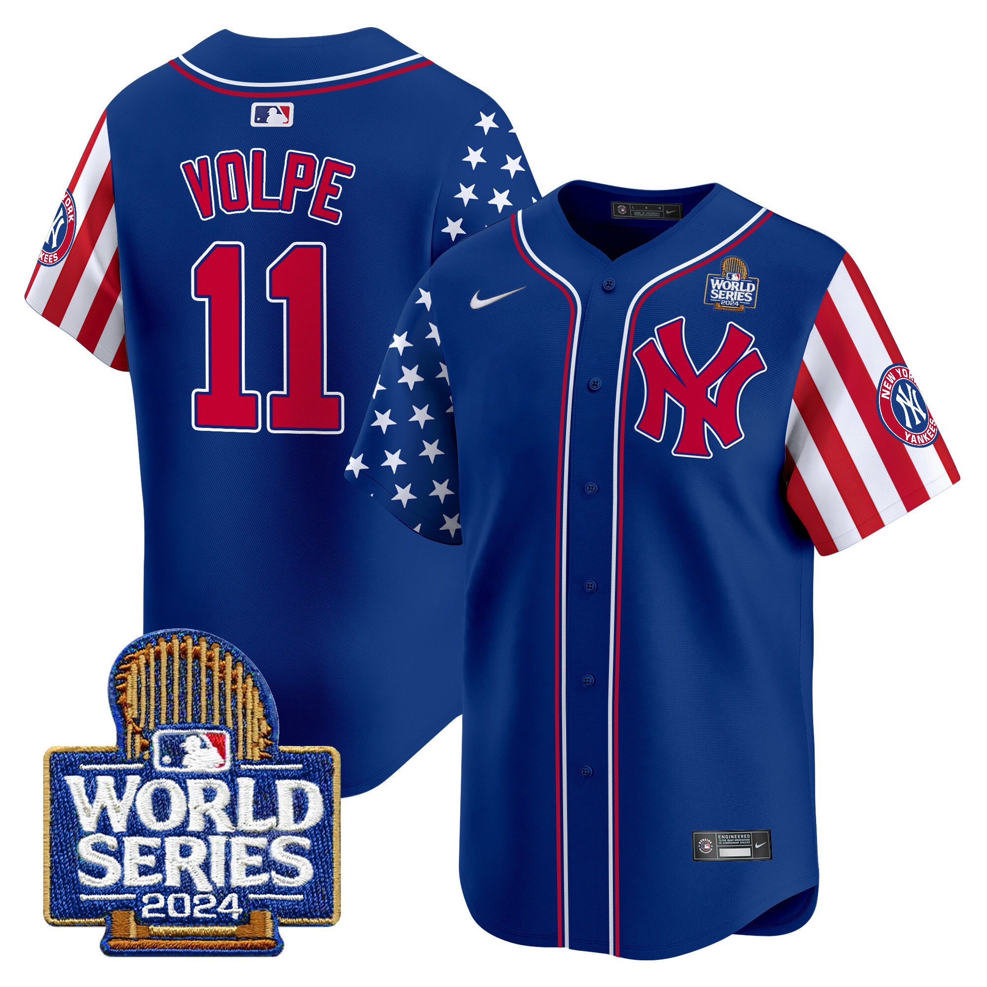 Men's Yankees American Style 2024 World Series Vapor Premier Limited Jersey V2 - All Stitched - Royal, Anthony Volpe