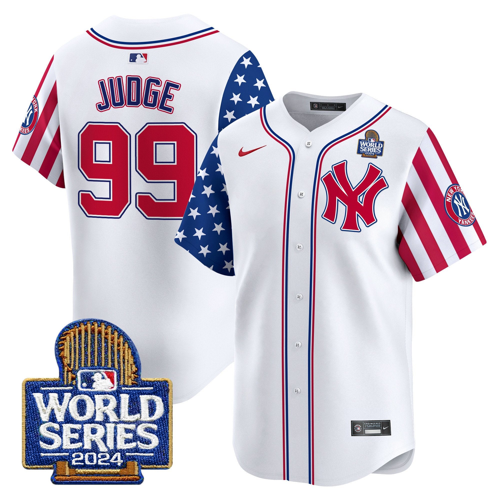 Men's Yankees American Style 2024 World Series Vapor Premier Limited Jersey V2 - All Stitched - White, Aaron Judge