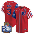 Men's Yankees American Style 2024 World Series Vapor Premier Limited Jersey V2 - All Stitched - Red, Babe Ruth