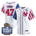 Men's Yankees American Style 2024 World Series Vapor Premier Limited Jersey V2 - All Stitched - White, Donald Trump