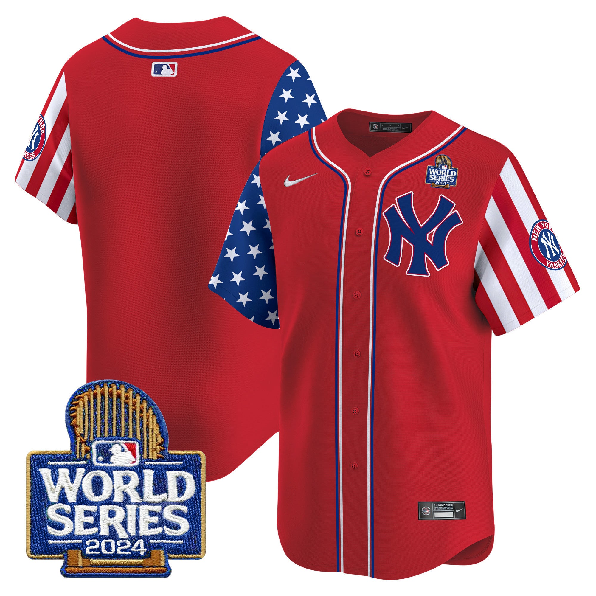 Men's Yankees American Style 2024 World Series Vapor Premier Limited Jersey V2 - All Stitched - Red, Team