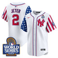 Men's Yankees American Style 2024 World Series Vapor Premier Limited Jersey V2 - All Stitched - White, Derek Jeter