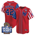 Men's Yankees American Style 2024 World Series Vapor Premier Limited Jersey V2 - All Stitched - Red, Jackie Robinson