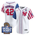 Men's Yankees American Style 2024 World Series Vapor Premier Limited Jersey V2 - All Stitched - White, Jackie Robinson