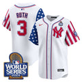 Men's Yankees American Style 2024 World Series Vapor Premier Limited Jersey V2 - All Stitched - White, Babe Ruth