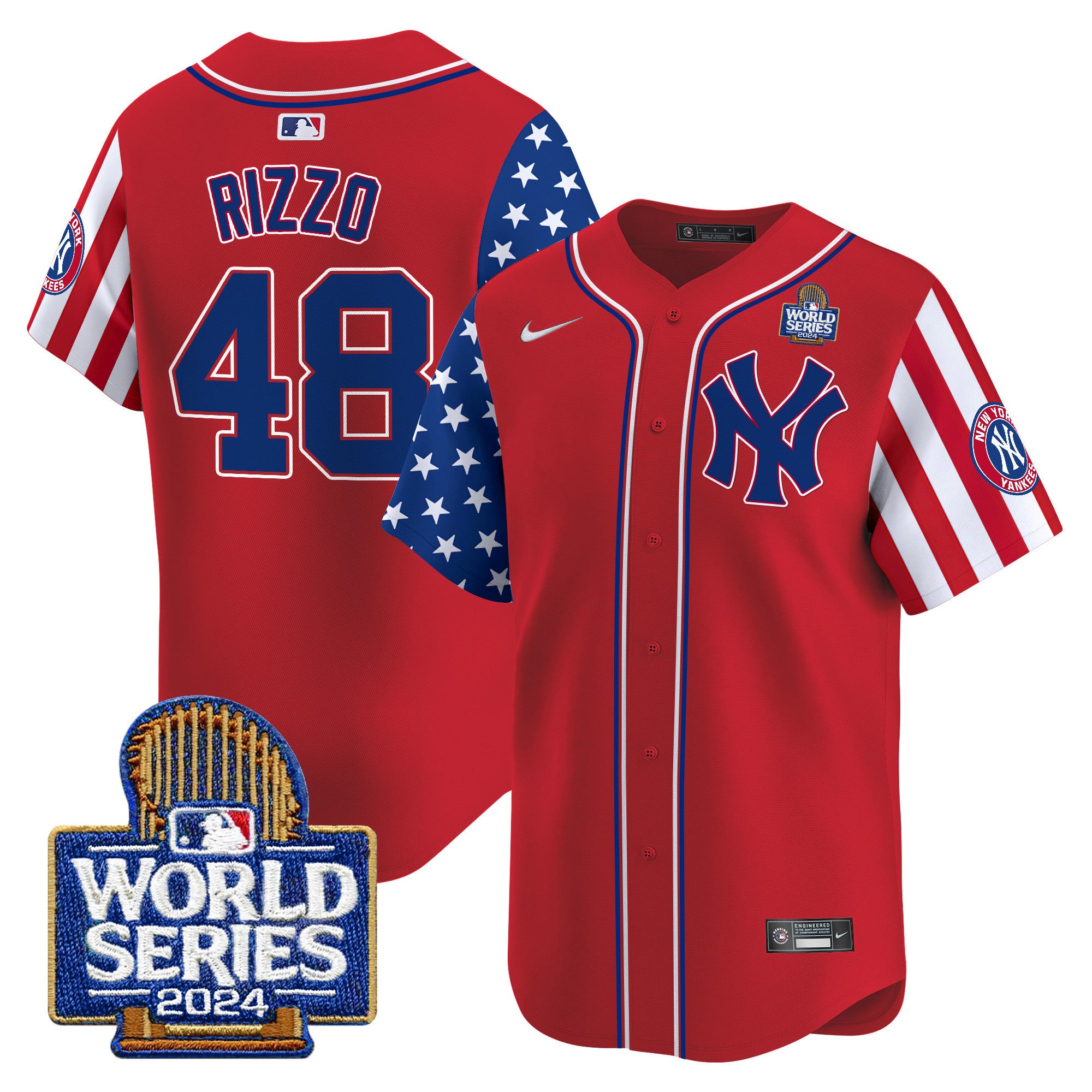 Men's Yankees American Style 2024 World Series Vapor Premier Limited Jersey V2 - All Stitched - Red, Anthony Rizzo