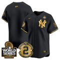 Men's Yankees Derek Jeter Patch 2024 World Series Vapor Premier Limited Jersey - All Stitched - Black Gold, Team