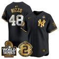 Men's Yankees Derek Jeter Patch 2024 World Series Vapor Premier Limited Jersey - All Stitched - Black Gold, Anthony Rizzo