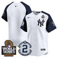 Men's Yankees Derek Jeter Patch 2024 World Series Vapor Premier Limited Jersey - All Stitched - White Alternate, Team
