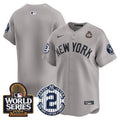 Men's Yankees Derek Jeter Patch 2024 World Series Vapor Premier Limited Jersey - All Stitched - Gray, Team