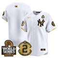 Men's Yankees Derek Jeter Patch 2024 World Series Vapor Premier Limited Jersey - All Stitched - White Gold, Team