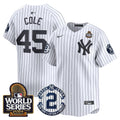 Men's Yankees Derek Jeter Patch 2024 World Series Vapor Premier Limited Jersey - All Stitched - White, Gerrit Cole