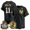 Men's Yankees Derek Jeter Patch 2024 World Series Vapor Premier Limited Jersey - All Stitched - Black Gold, Anthony Volpe