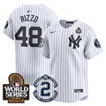 Men's Yankees Derek Jeter Patch 2024 World Series Vapor Premier Limited Jersey - All Stitched - White, Anthony Rizzo