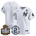 Men's Yankees Derek Jeter Patch 2024 World Series Vapor Premier Limited Jersey - All Stitched - White, Team