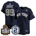 Men's Yankees Derek Jeter Patch 2024 World Series Vapor Premier Limited Jersey - All Stitched - Alternate, Aaron Judge