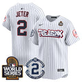 Men's Yankees The Bronx 2024 World Series Vapor Premier Limited Jersey V2 - All Stitched - Pinstripe, Derek Jeter
