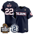 Men's Yankees The Bronx 2024 World Series Vapor Premier Limited Jersey V2 - All Stitched - Navy, Juan Soto