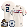 Men's Yankees The Bronx 2024 World Series Vapor Premier Limited Jersey V2 - All Stitched - Cream, Derek Jeter