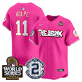 Men's Yankees The Bronx 2024 World Series Vapor Premier Limited Jersey V2 - All Stitched - Pink, Anthony Volpe