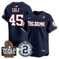 Men's Yankees The Bronx 2024 World Series Vapor Premier Limited Jersey V2 - All Stitched - Navy, Gerrit Cole
