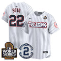 Men's Yankees The Bronx 2024 World Series Vapor Premier Limited Jersey V2 - All Stitched - Pinstripe, Juan Soto
