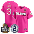 Men's Yankees The Bronx 2024 World Series Vapor Premier Limited Jersey V2 - All Stitched - Pink, Babe Ruth