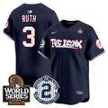 Men's Yankees The Bronx 2024 World Series Vapor Premier Limited Jersey V2 - All Stitched - Navy, Babe Ruth