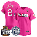 Men's Yankees The Bronx 2024 World Series Vapor Premier Limited Jersey V2 - All Stitched - Pink, Derek Jeter