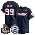 Men's Yankees The Bronx 2024 World Series Vapor Premier Limited Jersey V2 - All Stitched - Navy, Aaron Judge