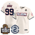 Men's Yankees The Bronx 2024 World Series Vapor Premier Limited Jersey V2 - All Stitched - Cream, Aaron Judge