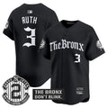 Men's Yankees 'The Bronx - Gothic Ink Drop Edition' Vapor Premier Limited Jersey - All Stitched - Black, Babe Ruth