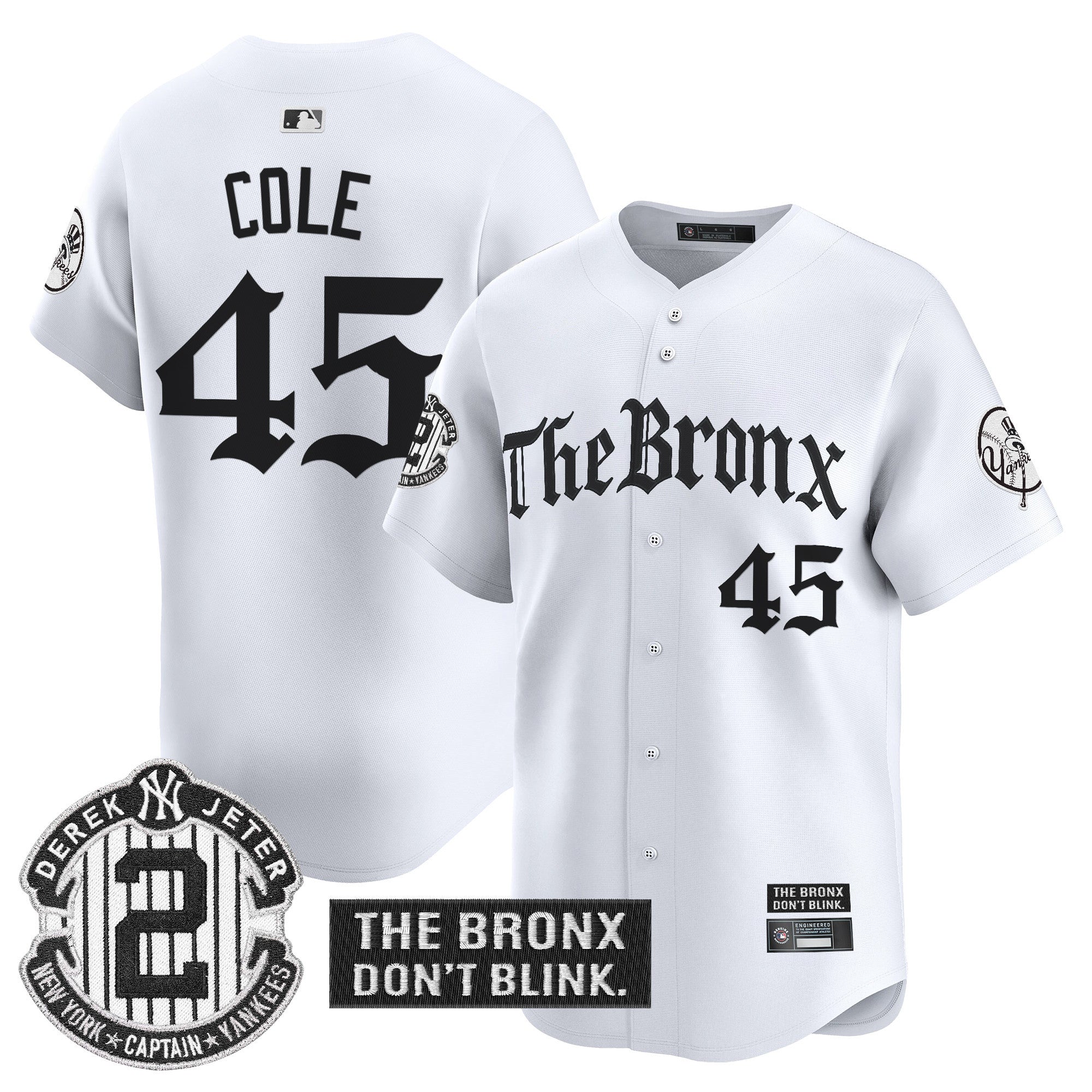 Men's Yankees 'The Bronx - Gothic Ink Drop Edition' Vapor Premier Limited Jersey - All Stitched - White, Gerrit Cole