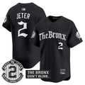Men's Yankees 'The Bronx - Gothic Ink Drop Edition' Vapor Premier Limited Jersey - All Stitched - Black, Derek Jeter