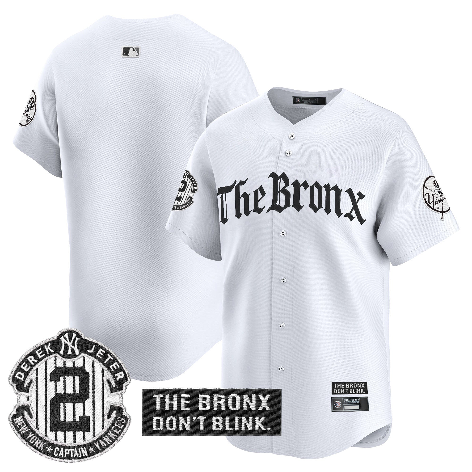 Men's Yankees 'The Bronx - Gothic Ink Drop Edition' Vapor Premier Limited Jersey - All Stitched - White, Team