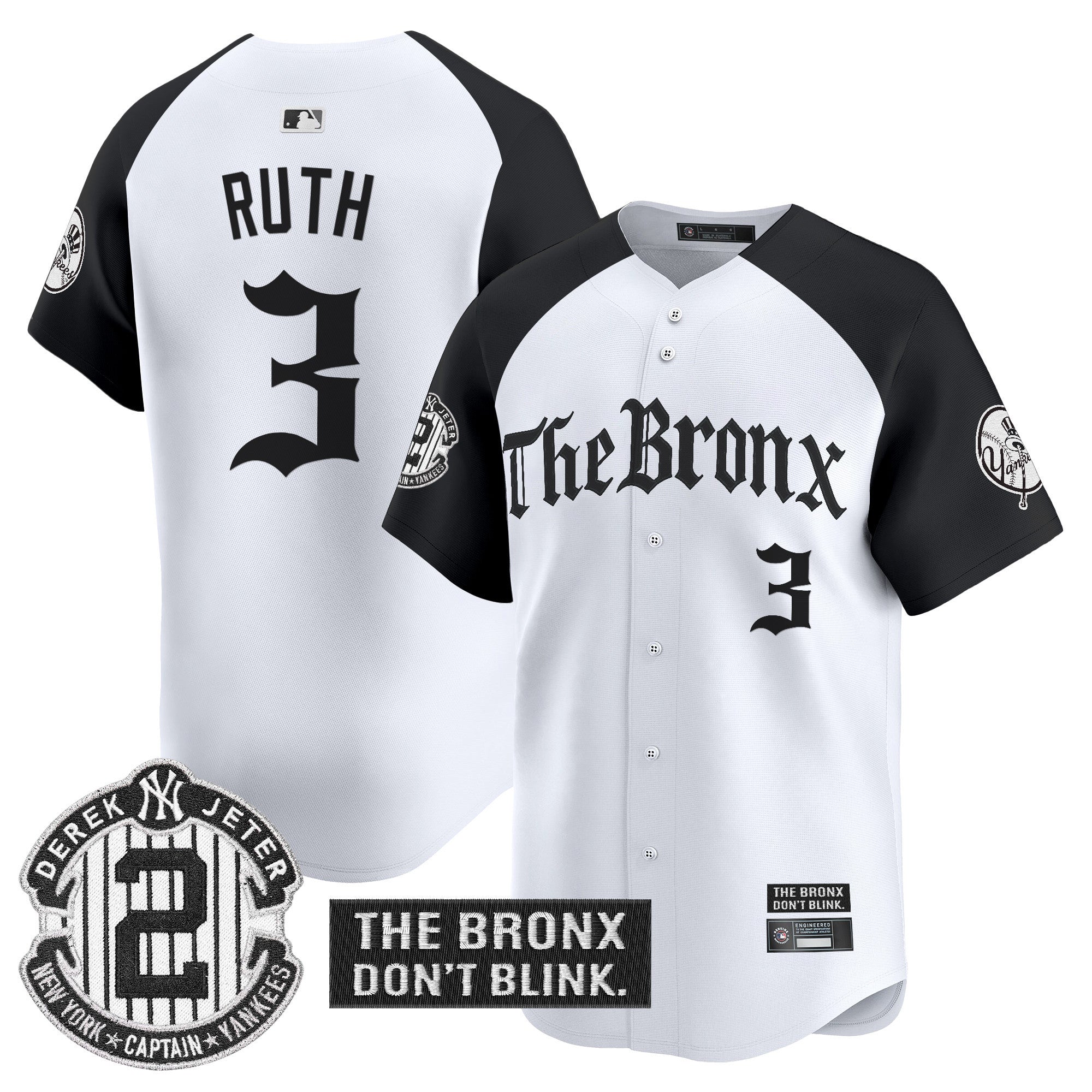 Men's Yankees 'The Bronx - Gothic Ink Drop Edition' Vapor Premier Limited Jersey - All Stitched - Alternate, Babe Ruth