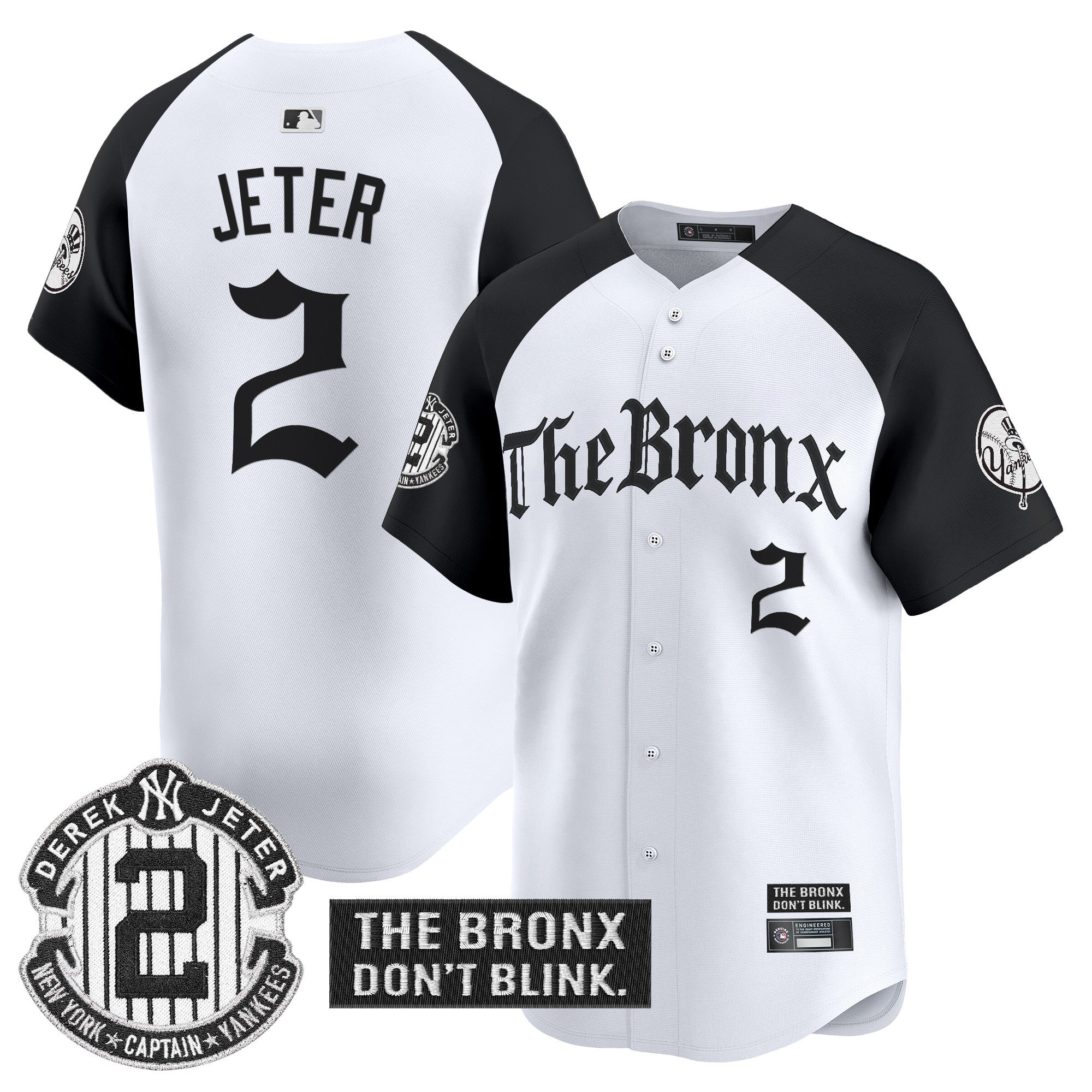 Men's Yankees 'The Bronx - Gothic Ink Drop Edition' Vapor Premier Limited Jersey - All Stitched - Alternate, Derek Jeter