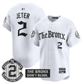 Men's Yankees 'The Bronx - Gothic Ink Drop Edition' Vapor Premier Limited Jersey - All Stitched - White, Derek Jeter