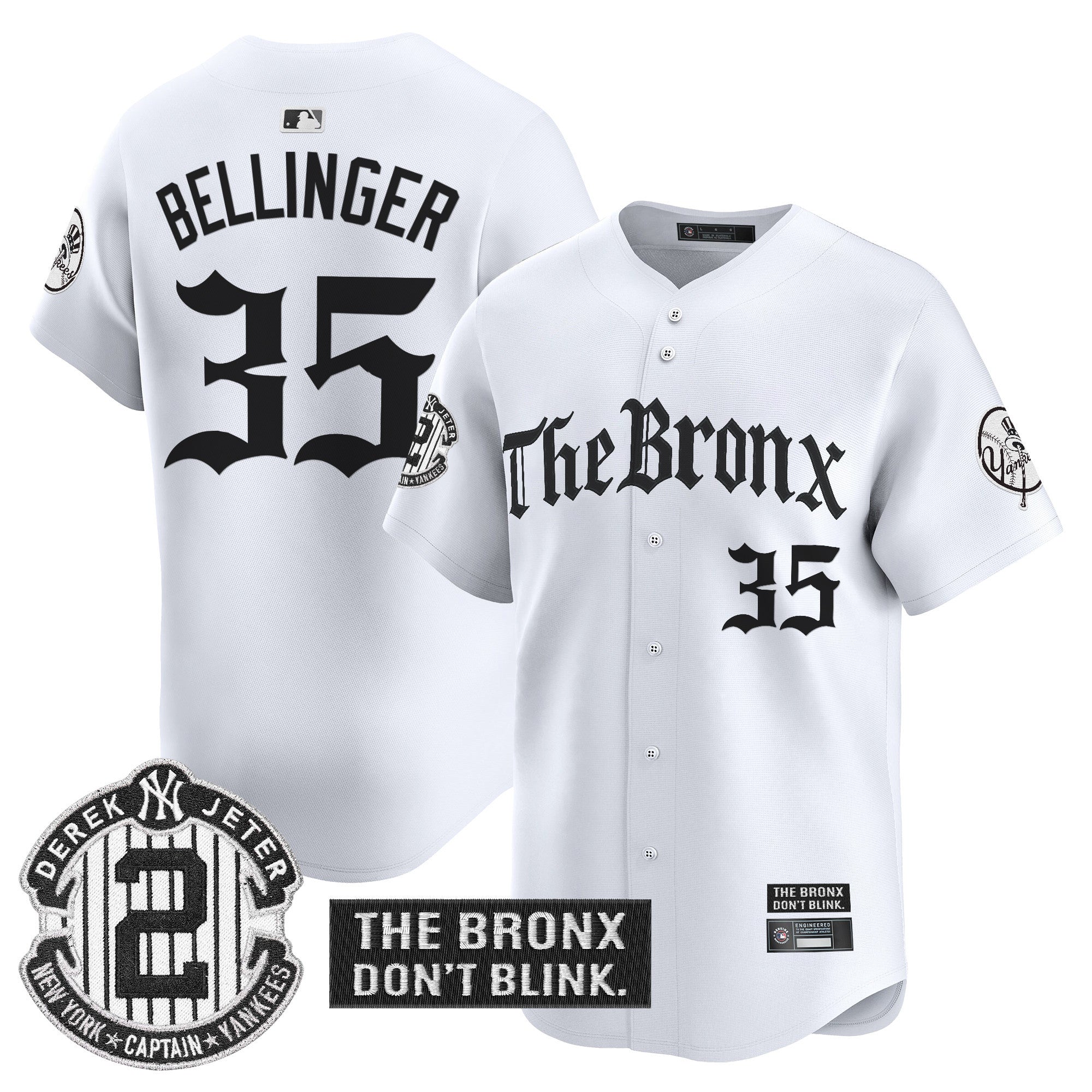 Men's Yankees 'The Bronx - Gothic Ink Drop Edition' Vapor Premier Limited Jersey - All Stitched - White, Cody Bellinger